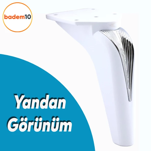 Tılsım Mobilya Oturma Yükseltici Kanepe Sehpa TV Ünitesi Koltuk Ayağı Baza Ayakları Beyaz Krom 16 cm - 3
