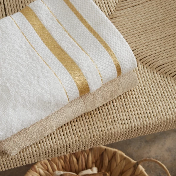 Karaca Home Glory Lurex 9 Parça Aile Banyo Seti Gold-Bej - 6