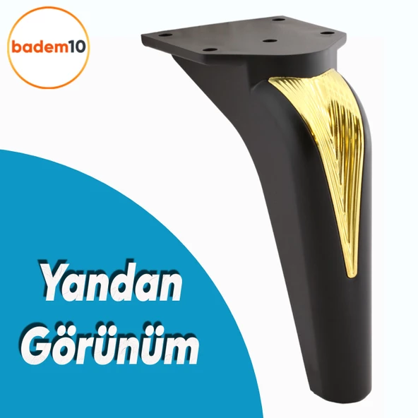 Tılsım Mobilya Yükseltci Kanepe Sehpa TV Ünitesi Koltuk Ayağı Baza Ayakları Siyah Altın 16 cm - Resim 3