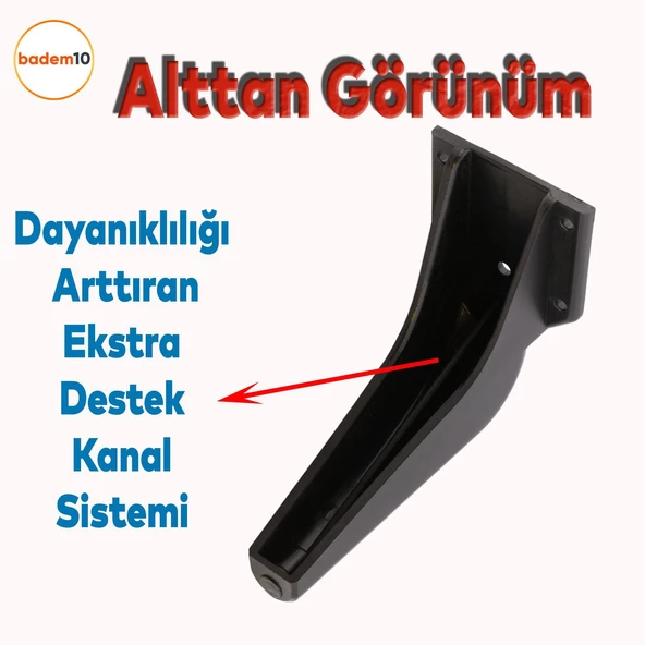 Tılsım Mobilya Yükseltci Kanepe Sehpa TV Ünitesi Koltuk Ayağı Baza Ayakları Siyah Altın 16 cm - Resim 4