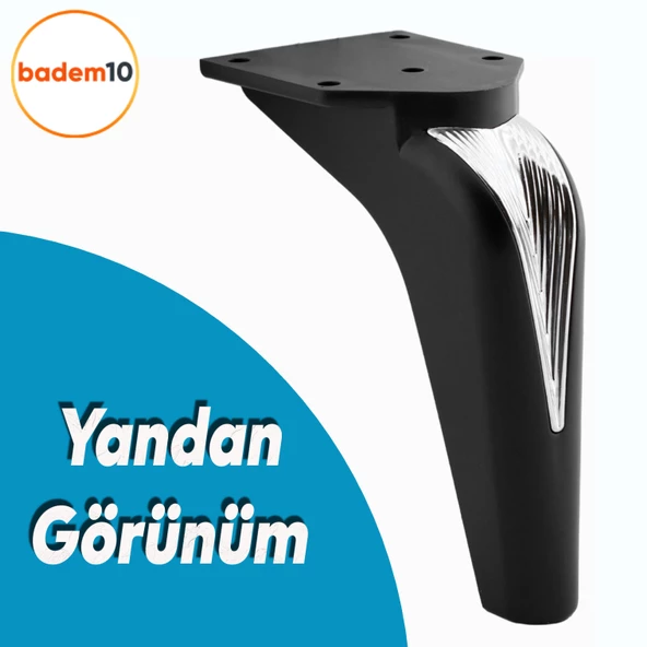 Tılsım Mobilya Yükseltci Kanepe Sehpa TV Ünitesi Koltuk Ayağı Baza Ayakları Siyah Krom 16 cm - 3