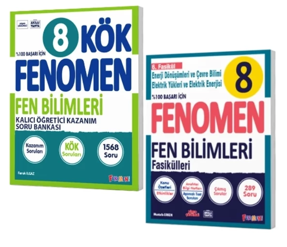 FENOMEN YAYINLARI 8. SINIF Kök Fen Bilimleri Soru Bankası + Fen Bilimleri 6. Fasikül (Enerji Dön. Ve Çevre Bil.-Elektrik