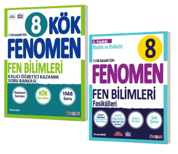 FENOMEN YAYINLARI 8. SINIF Kök Fen Bilimleri Soru Bankası + Fen Bilimleri 4. Fasikül (Madde Ve Endüstri) (2 KİTAP)
