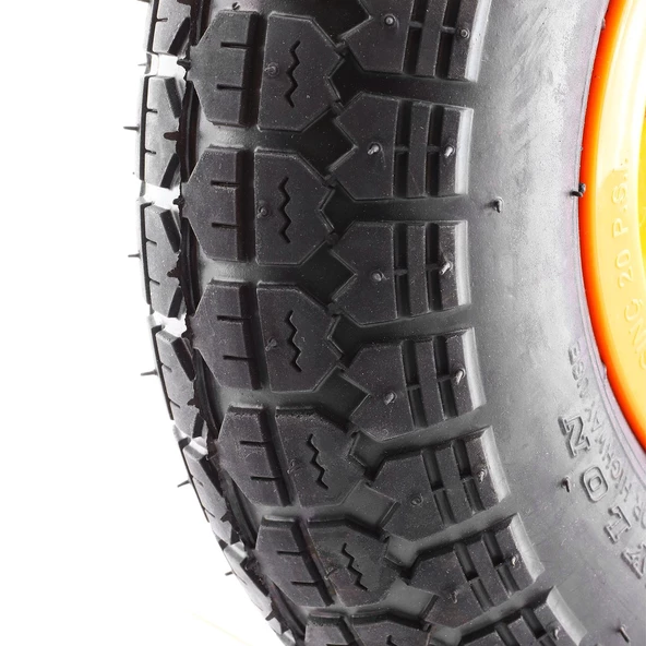 El Arabası Yük Taşıma Tekeri Siboplu Bilyeli Rulmanlı Şişme Havalı 350x70 mm Plastik Jant Tekerlek - 5