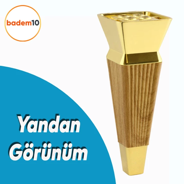 Dempa Lüks Mobilya Kanepe Sehpa TV Ünitesi Koltuk Ayağı Baza Ayakları Açık Kübik Ceviz 16 cm - Resim 3