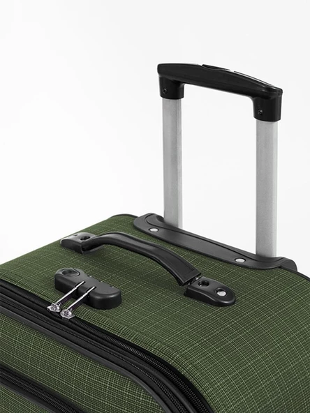 Büyük ve Orta Boy Valiz Seti 4 Teker Kumaş Valiz Haki 1081 - Resim 5