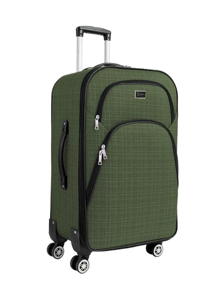 Büyük ve Orta Boy Valiz Seti 4 Teker Kumaş Valiz Haki 1081 - Resim 2