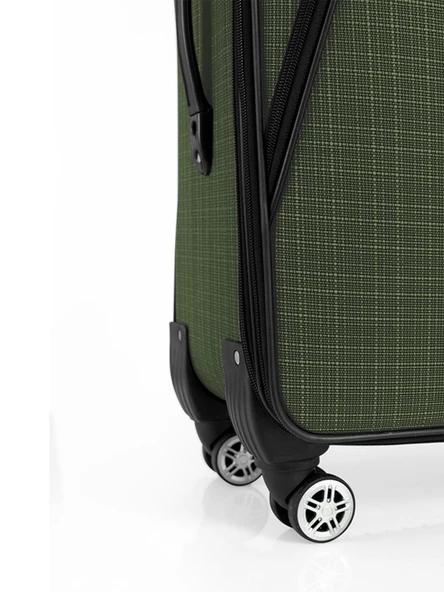 Büyük ve Orta Boy Valiz Seti 4 Teker Kumaş Valiz Haki 1081 - Resim 7