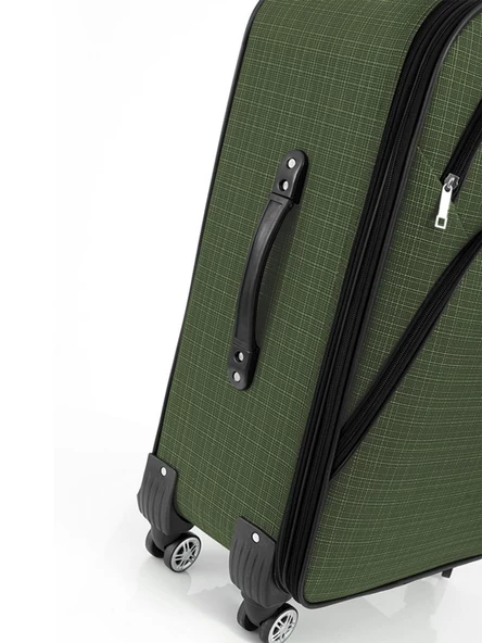 Büyük ve Orta Boy Valiz Seti 4 Teker Kumaş Valiz Haki 1081 - Resim 6