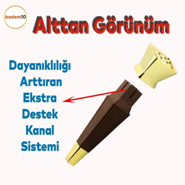 Dempa Lüks Mobilya Kanepe Tv Ünitesi Koltuk Ayağı Konsol Ayakları Kübik Ceviz Altın 20 Cm - 4