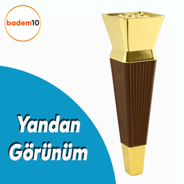Dempa Lüks Mobilya Kanepe Tv Ünitesi Koltuk Ayağı Konsol Ayakları Kübik Ceviz Altın 20 Cm - 3