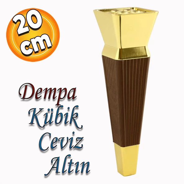 Dempa Lüks Mobilya Kanepe Tv Ünitesi Koltuk Ayağı Konsol Ayakları Kübik Ceviz Altın 20 Cm