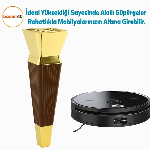 Dempa Lüks Mobilya Kanepe Tv Ünitesi Koltuk Ayağı Konsol Ayakları Kübik Ceviz Altın 20 Cm - 5