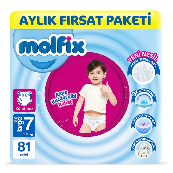 Molfix Pants Bebek Bezi 7 Beden XXL Aylık Fırsat Paketi 81 Adet