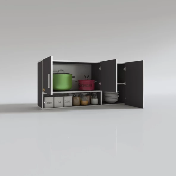 Kenzlife hazır mutfak mirena22 gri 060*120*22 mutfak banyo dolabı kapaklı raflı - 3