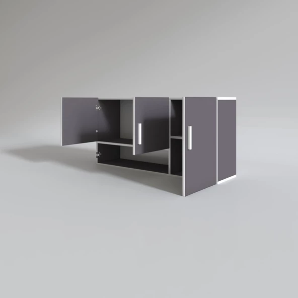 Kenzlife hazır mutfak mirena22 gri 060*120*22 mutfak banyo dolabı kapaklı raflı - 2
