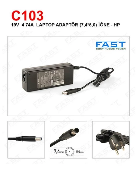 HP İĞNE UÇ 19V 4,74A (7,4X5,0MM) LAPTOP ADAPTÖR