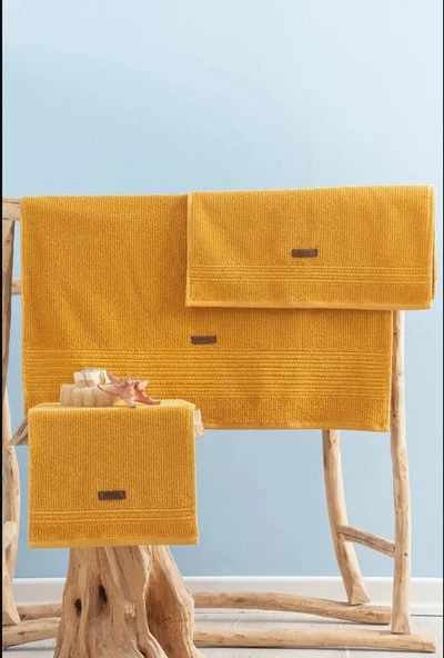 Nishev Nishev %100 Pamuk Wellness Havlu Seti - Sunset Sarı - 3