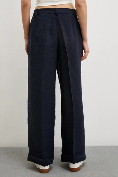 Geniş Paça Palazzo Pantolon Lacivert - Resim 2