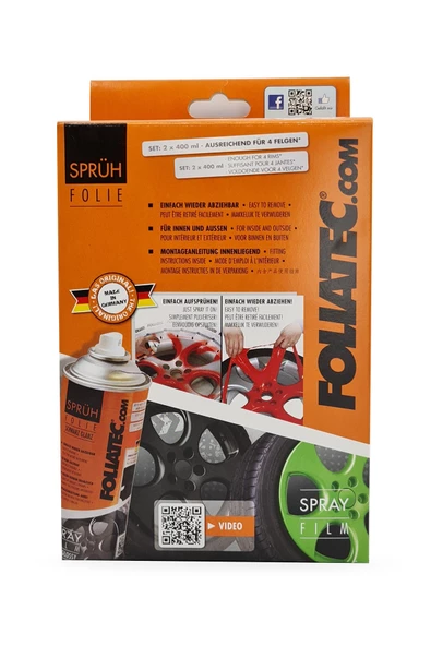 Foliatec Sökülebilir Sprey Folyo Kaplama Seti 2'li Kırmızı Parlak - 2
