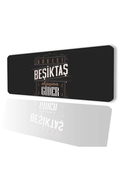 SonicTouch Alayına Gider Siyah Beyaz Kaymaz Gaming Oyuncu Masaüstü Dikişsiz Siyah Klavye Mouse Pad 32x70Cm