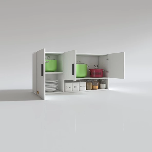 Kenzlife hazır mutfak mirandus32 byz 060x120x32 mutfak banyo dolabı kapaklı raflı - 3