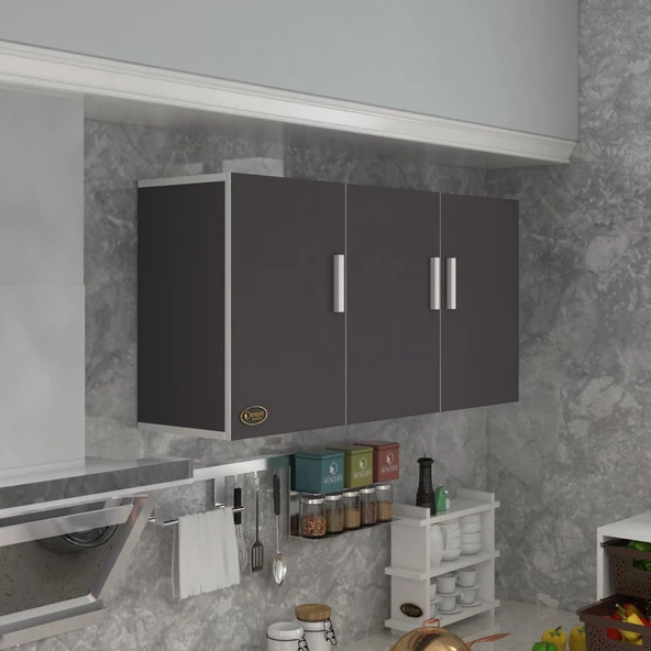 Kenzlife hazır mutfak canna32 gri 060*120*32 mutfak banyo dolabı kapaklı raflı