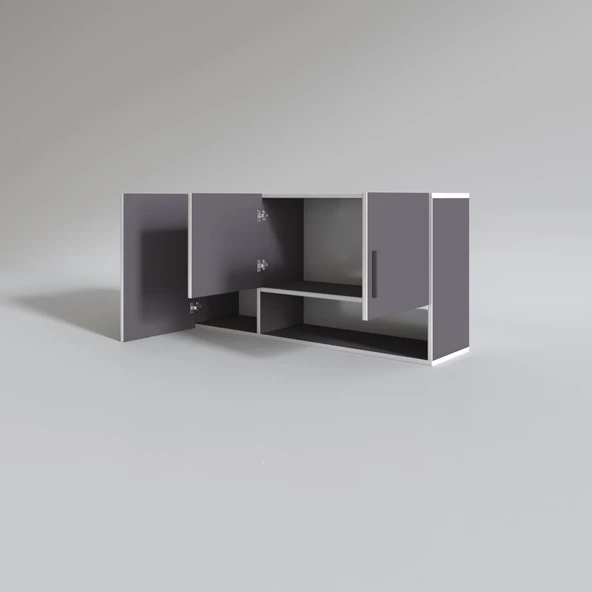 Kenzlife hazır mutfak mirandus32 gri 060*120*32 mutfak banyo dolabı kapaklı raflı - 2