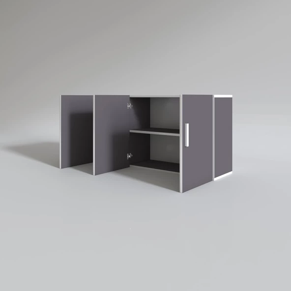 Kenzlife hazır mutfak canna22 gri 060*120*22 mutfak banyo dolabı kapaklı raflı - 2