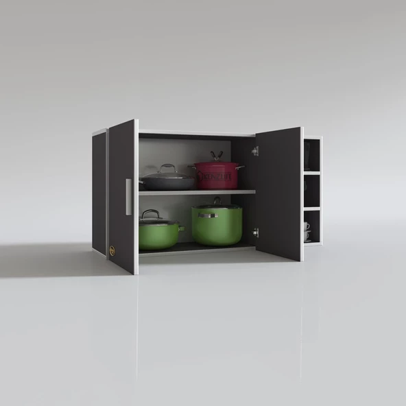 Kenzlife hazır mutfak fulvus22 gri 060*120*22 mutfak banyo dolabı kapaklı raflı - Resim 4