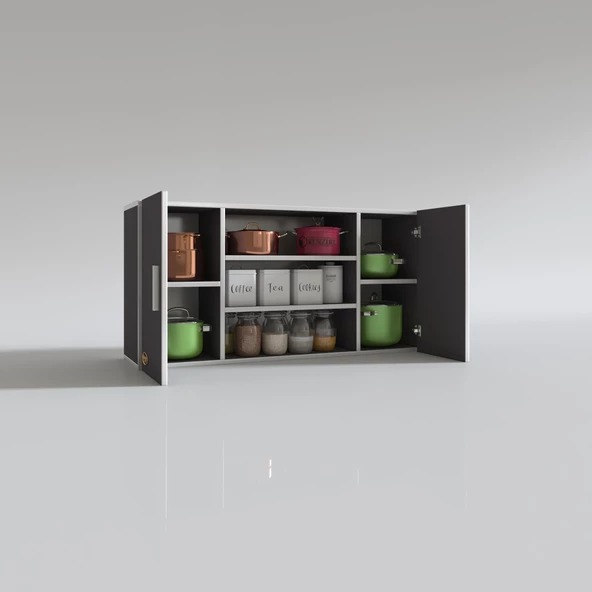 Kenzlife hazır mutfak honnor32 gri 060*120*32 mutfak banyo dolabı kapaklı raflı - Resim 4