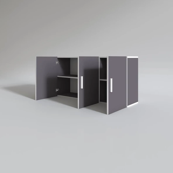 Kenzlife hazır mutfak dirca22 gri 060*120*22 mutfak banyo dolabı kapaklı raflı - 2
