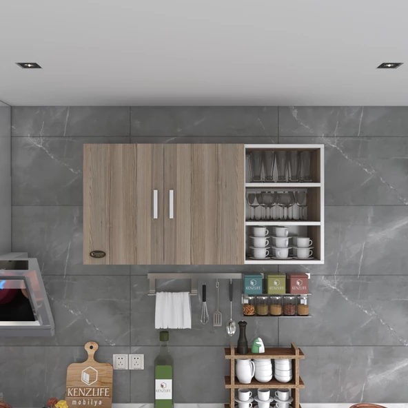 Kenzlife hazır mutfak fulvus22 crd 060*120*22 mutfak banyo dolabı kapaklı raflı - 3