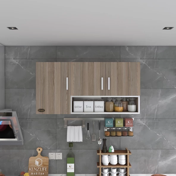Kenzlife hazır mutfak mirandus22 crd 060*120*22 mutfak banyo dolabı kapaklı raflı - Resim 4