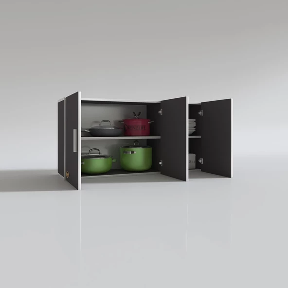 Kenzlife hazır mutfak dirca22 gri 060*120*22 mutfak banyo dolabı kapaklı raflı - 3
