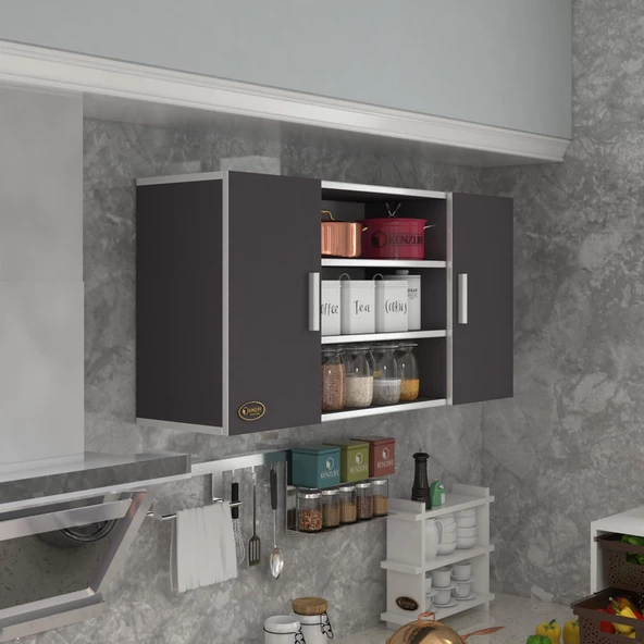 Kenzlife hazır mutfak honnor22 gri 060*120*22 mutfak banyo dolabı kapaklı raflı