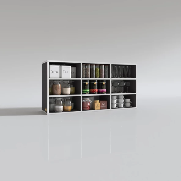 Kenzlife hazır mutfak hortus22 gri 060*120*22 banyo dolabı raflı kapaksız arkalıklı - Resim 4