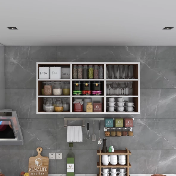 Kenzlife hazır mutfak hortus22 cvz 060*120*22 banyo dolabı raflı kapaksız arkalıklı - 3
