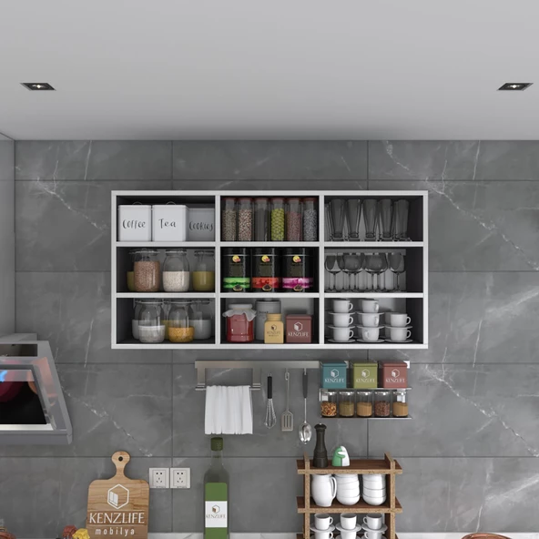 Kenzlife hazır mutfak hortus22 gri 060*120*22 banyo dolabı raflı kapaksız arkalıklı - Resim 3
