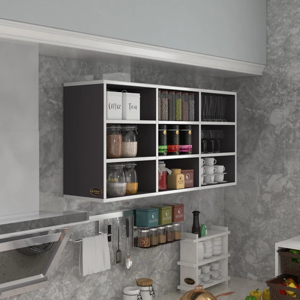 Kenzlife hazır mutfak hortus22 gri 060*120*22 banyo dolabı raflı kapaksız arkalıklı