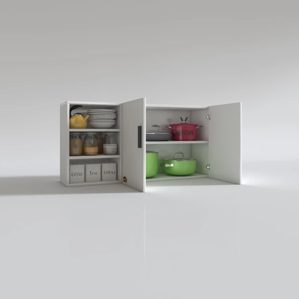 Kenzlife hazır mutfak castus22 byz 060*120*22 banyo dolabı kapaklı raflı arkalıklı - Resim 3
