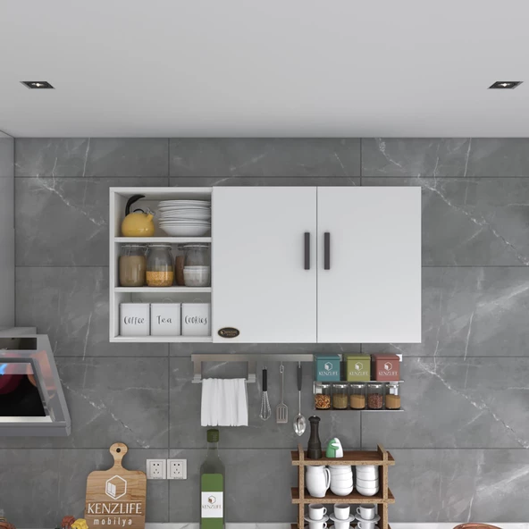 Kenzlife hazır mutfak castus22 byz 060*120*22 banyo dolabı kapaklı raflı arkalıklı - Resim 4