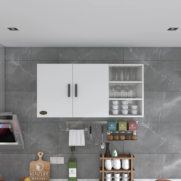 Kenzlife hazır mutfak fulvus22 byz 060*120*22 mutfak banyo dolabı kapaklı raflı - 3