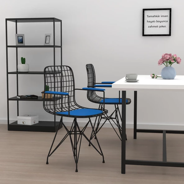 Knsz kafes tel sandalyesi 1 li mazlum syhmvi kolçaklı ofis cafe bahçe mutfak - Resim 3