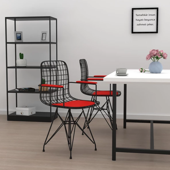 Knsz kafes tel sandalyesi 1 li mazlum syhkrm kolçaklı ofis cafe bahçe mutfak - Resim 3