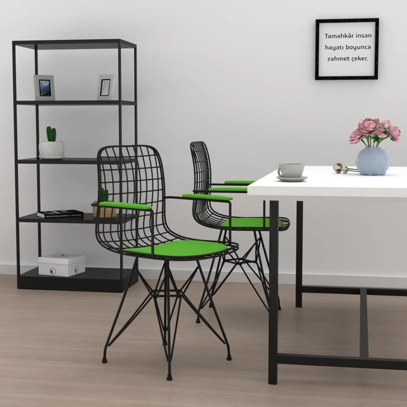 Knsz kafes tel sandalyesi 1 li mazlum syhyşl kolçaklı ofis cafe bahçe mutfak - Resim 3
