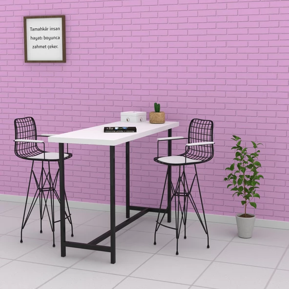 Knsz kafes tel bar sandalyesi 1 li zengin syhbyz kolçaklı 75 cm oturma yüksekliği ofis cafe bahçe mutfak - 4