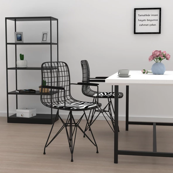 Knsz kafes tel sandalyesi 1 li mazlum syhbonar kolçaklı ofis cafe bahçe mutfak - Resim 3