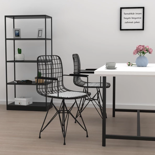 Knsz kafes tel sandalyesi 1 li mazlum syhtalen kolçaklı ofis cafe bahçe mutfak - Resim 3