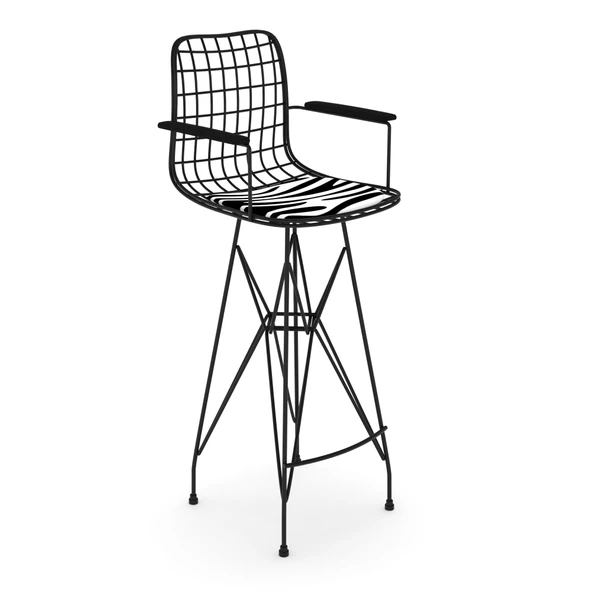 Knsz kafes tel bar sandalyesi 1 li zengin syhbonar kolçaklı 75 cm oturma yüksekliği ofis cafe bahçe mutfak - Resim 3